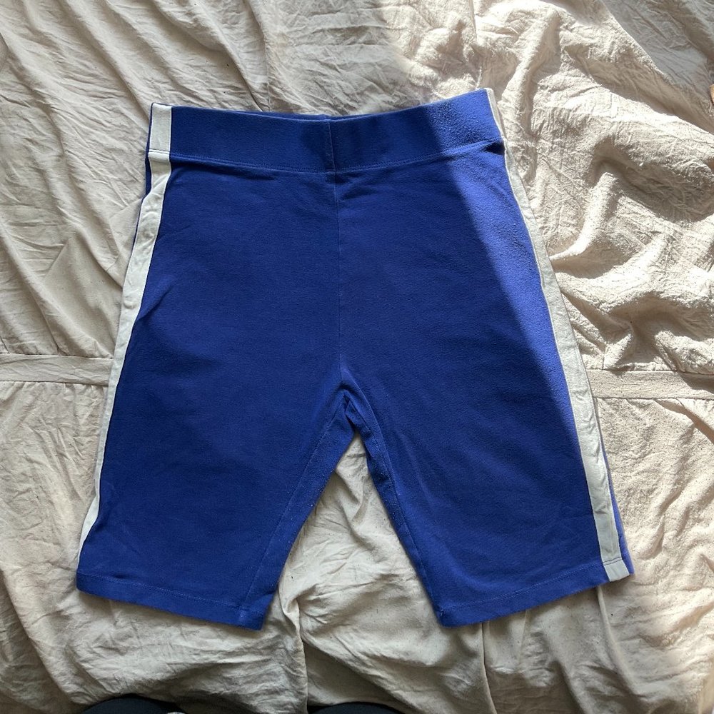Royal Blue Side Striped Biker Shorts | Forever 21